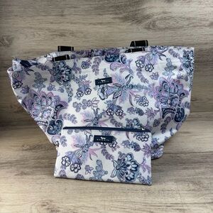Scout Travel Bag Tote + Make Up Smaller Matching Bag Set Purple Paisley Floral